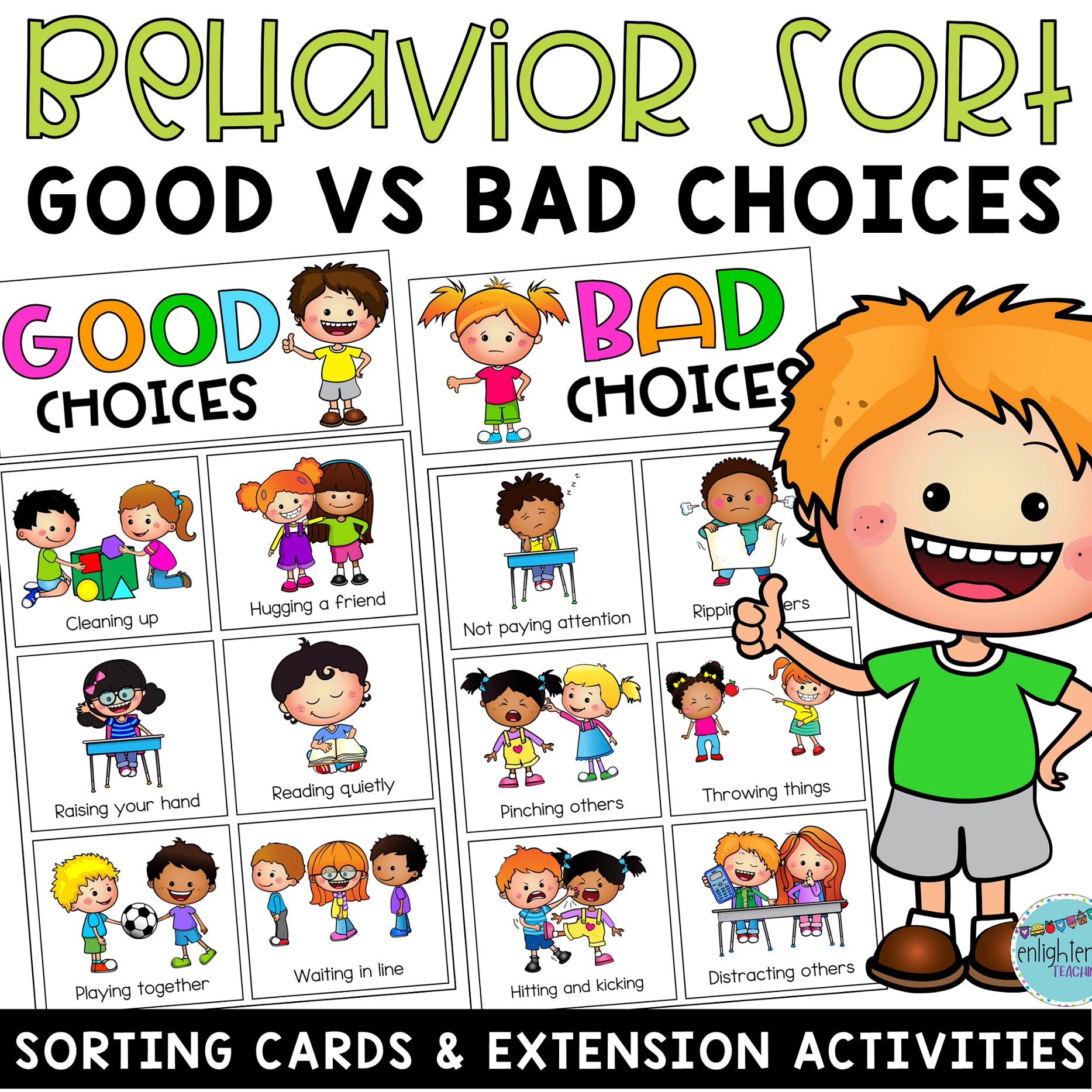 Good vs Bad Behavior, Behavior Card Sort, Making Good vs Bad Choices