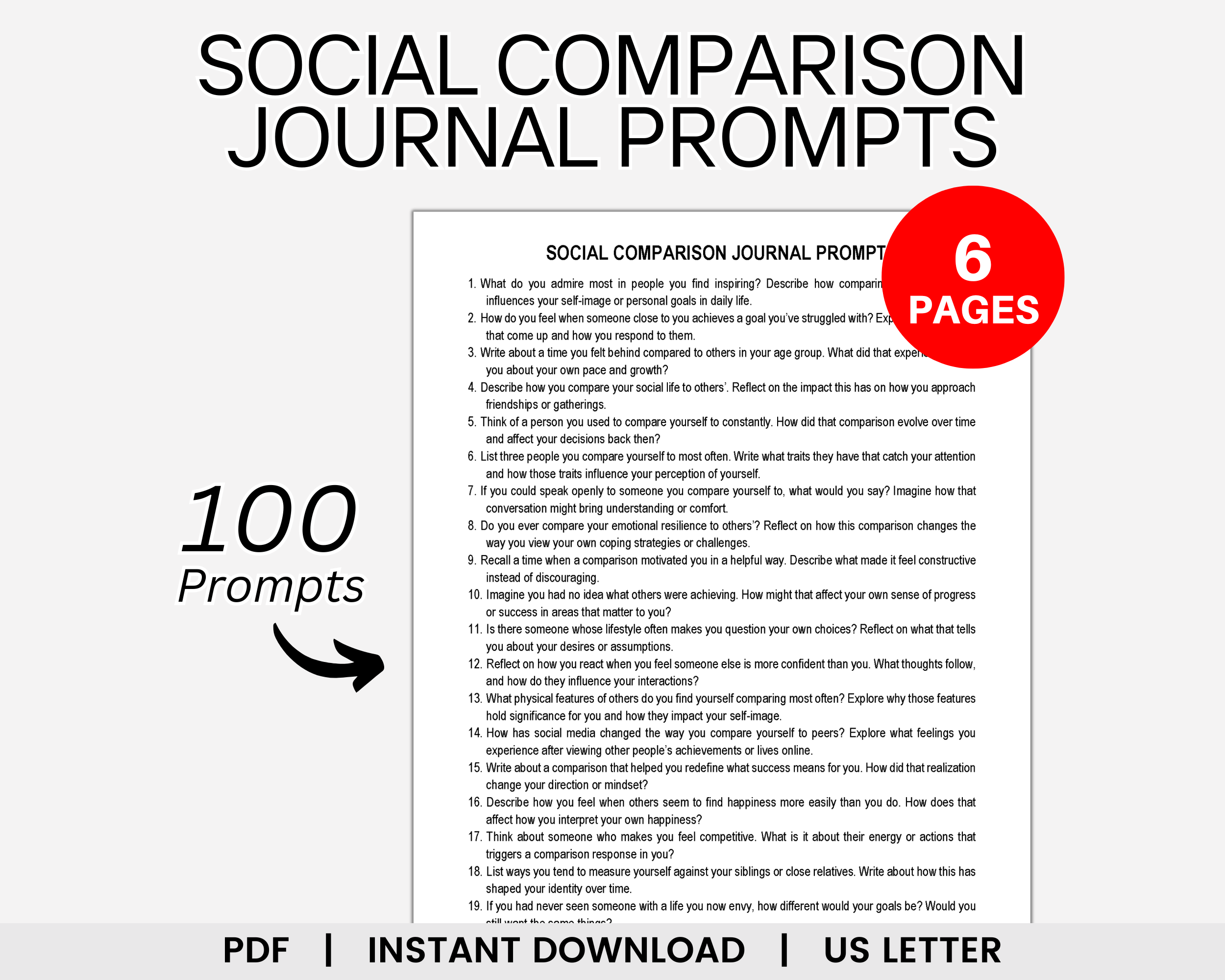 Social Comparison Journal Prompts, Comparison Trap, Social Anxiety, Self Doubt, Self Identity