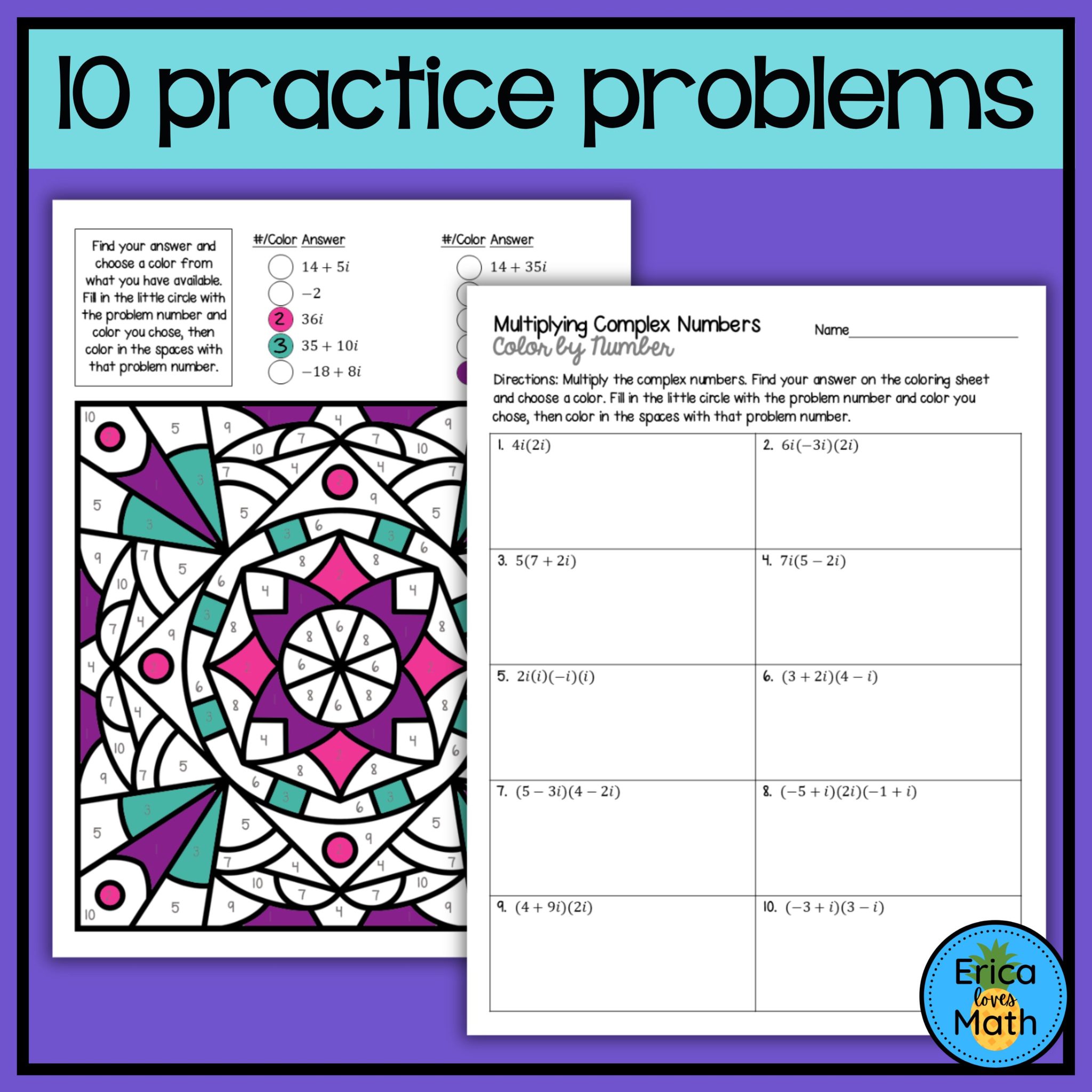 Multiplying Complex Numbers Color by Number Activity | Made By Teachers
