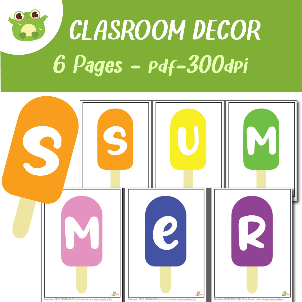 Summer Ice Cream Letters | Colorful Alphabet Decoration for Classrooms & Bulletin Boards | 6-Page Di