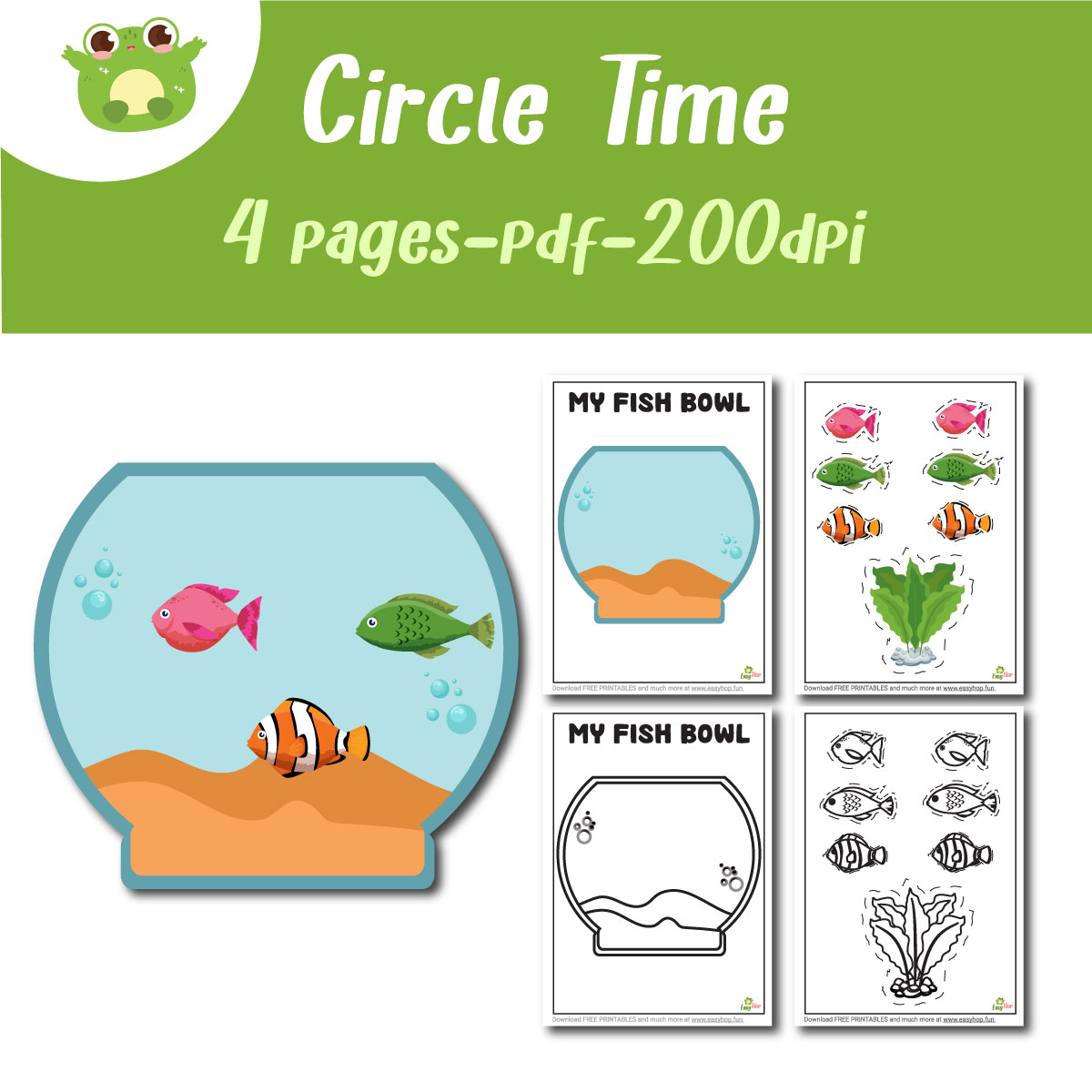 Fish Bowl Craft | Printable Circle Time Activity | Cut, Decorate & Create an Ocean Scene | 4-Page Di