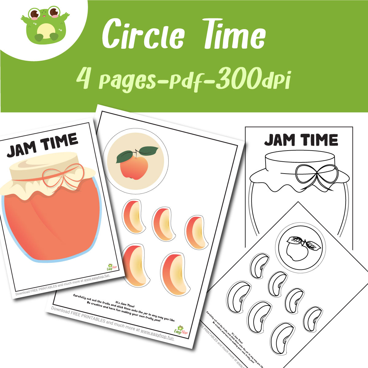 Apple Jam Craft Activity | Cut and Paste Printable for Preschool | 4-Page Digital Download