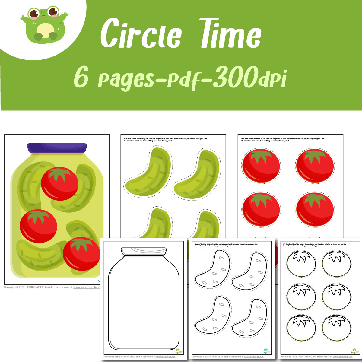 Pickles Craft Activity | Cut, Color & Paste Printable for Preschool | 6-Page Digital Download