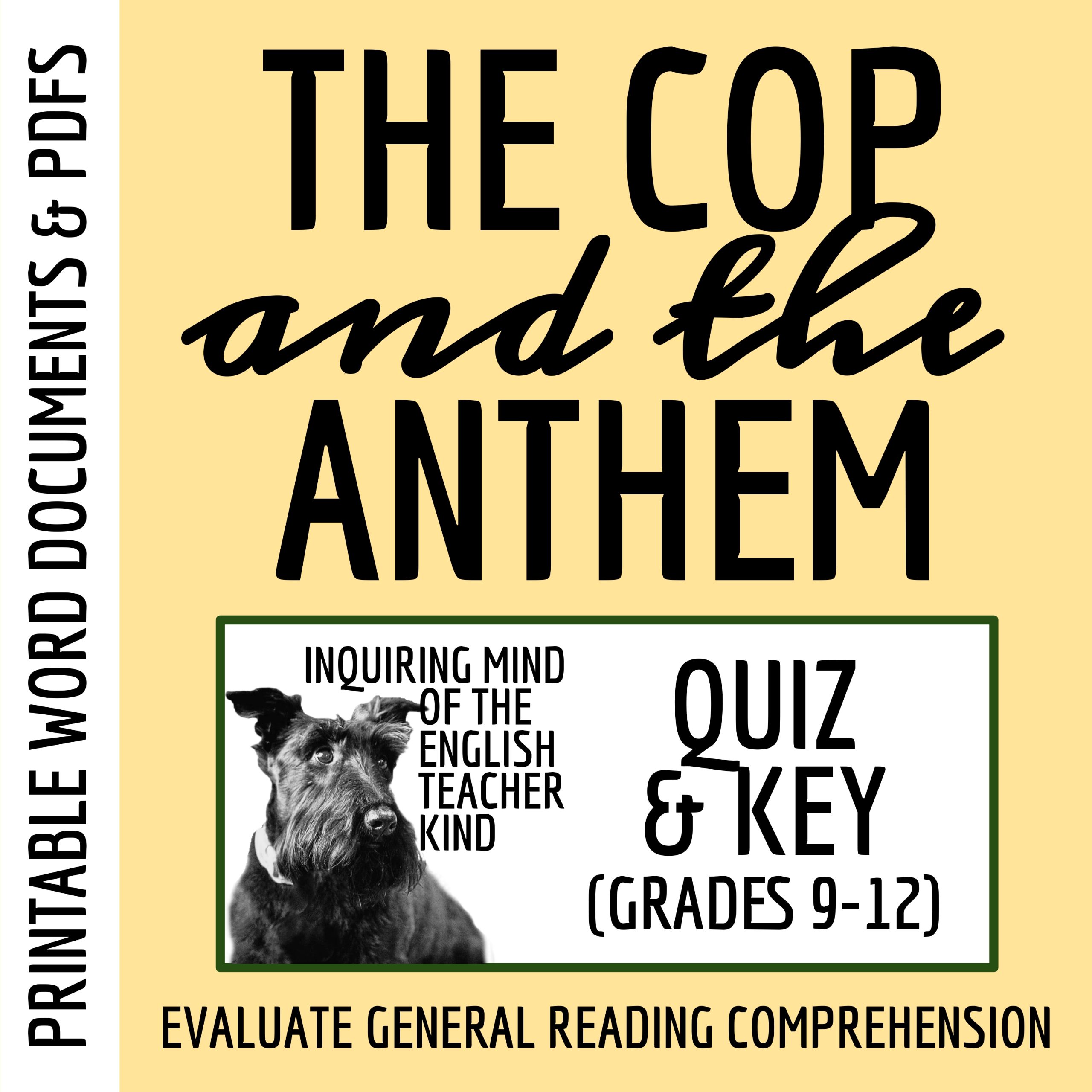 "The Cop and the Anthem" by O. Henry Quiz and Answer Key for High School