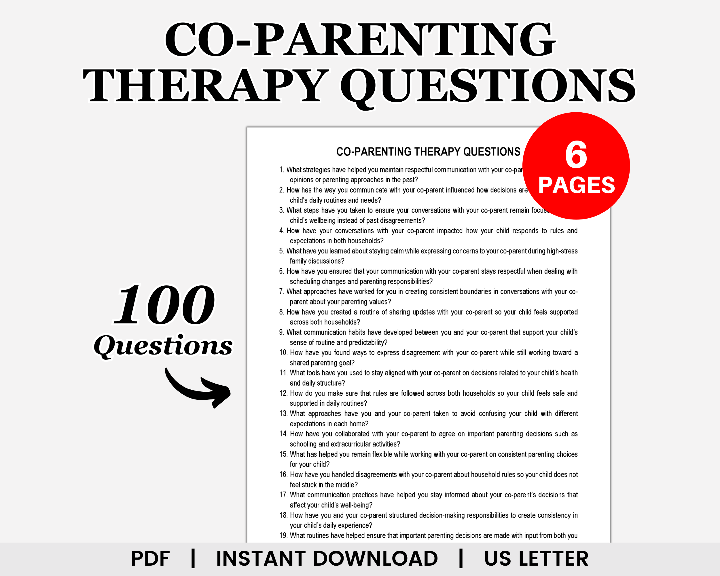 Coparenting Therapy Questions, Parental Counseling, Parenting Plan, Family Therapy, Blended Family