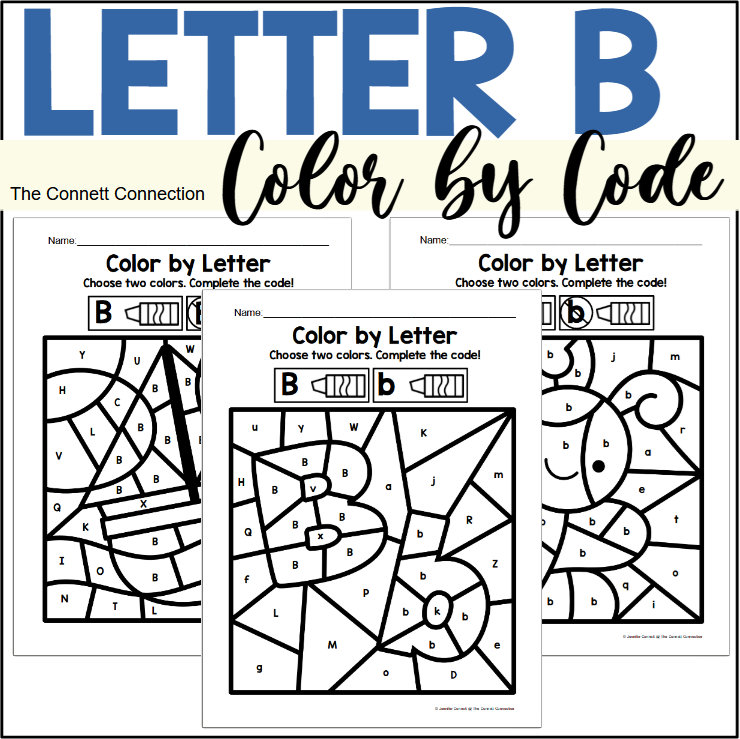 Letter B Alphabet Color by Code Worksheets