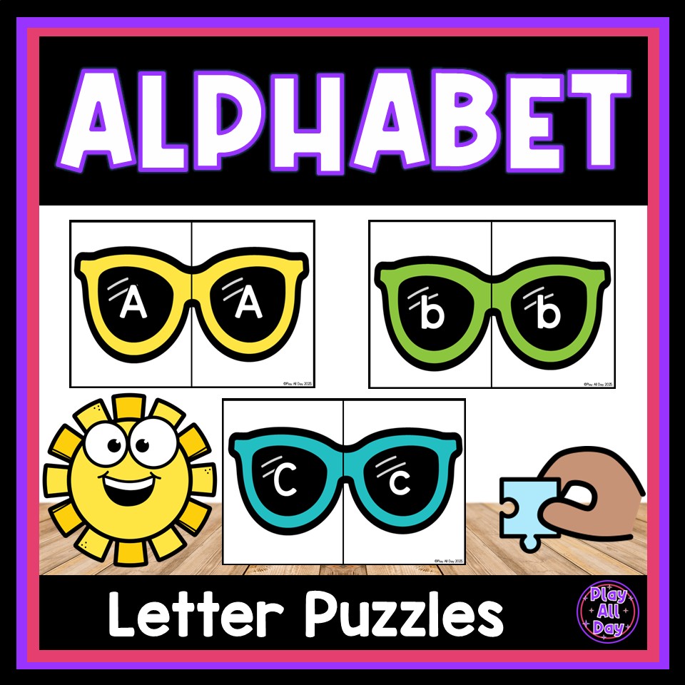 Sunglasses Letter Matching Puzzles | Summer Alphabet Activities