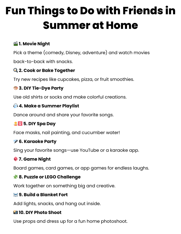 Fun Things to Do with Friends in Summer at Home | Made By Teachers