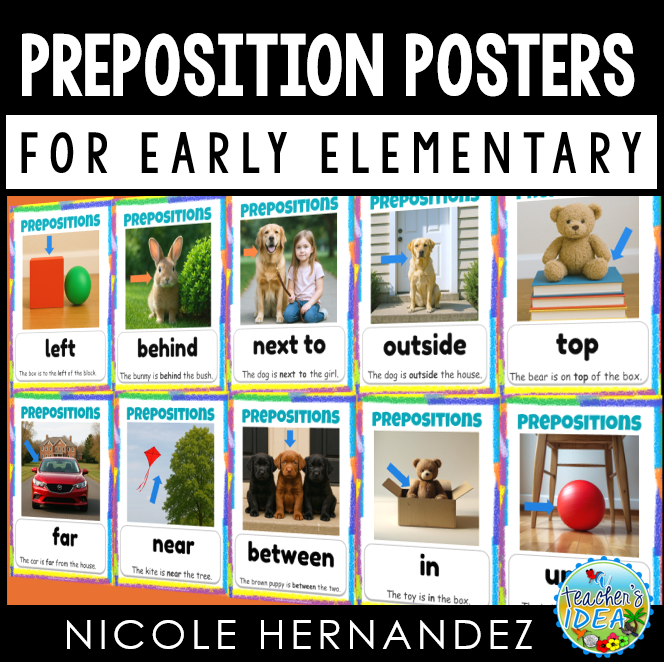 Prepositions Poster Set | Visual Preposition Word Posters - Made