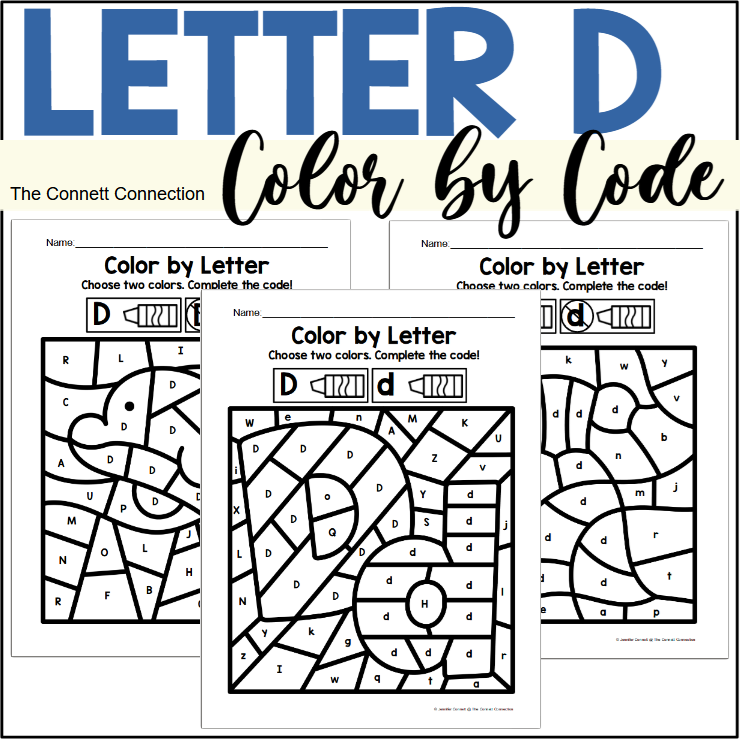 Letter D Alphabet Color by Code Worksheets