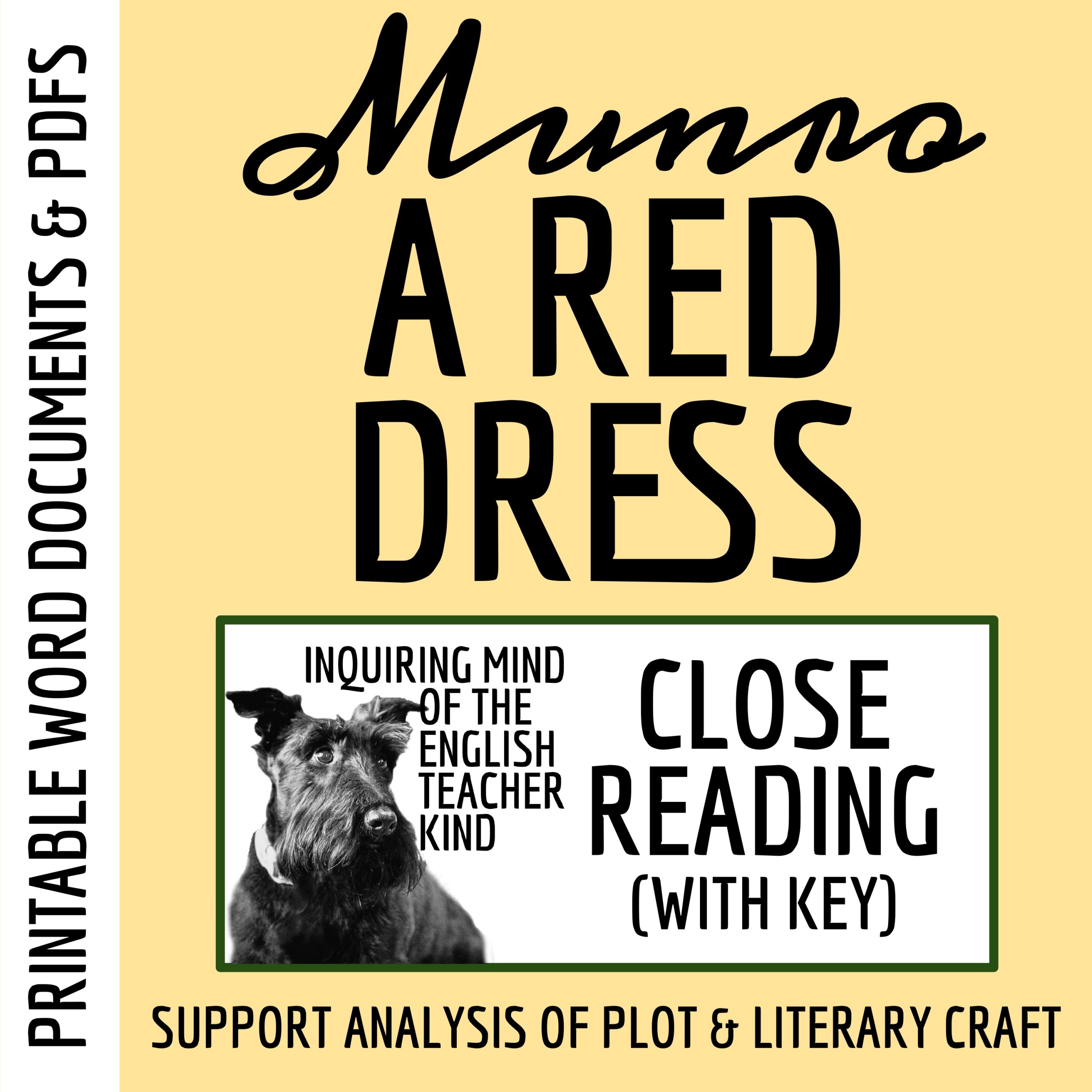 "A Red Dress" by Alice Munro Close Reading Analysis Worksheet and Answer Key