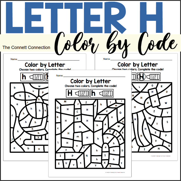 Letter H Alphabet Color by Code Worksheets