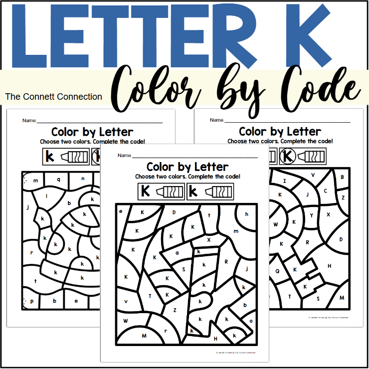Letter K Alphabet Color by Code Worksheets