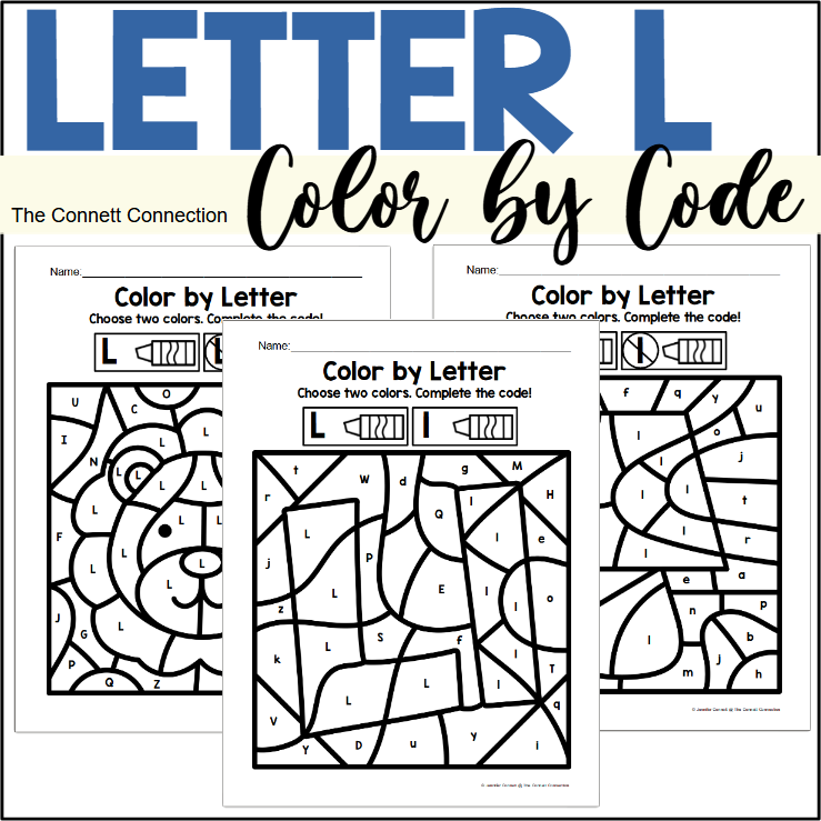 Letter L Alphabet Color by Code Worksheets