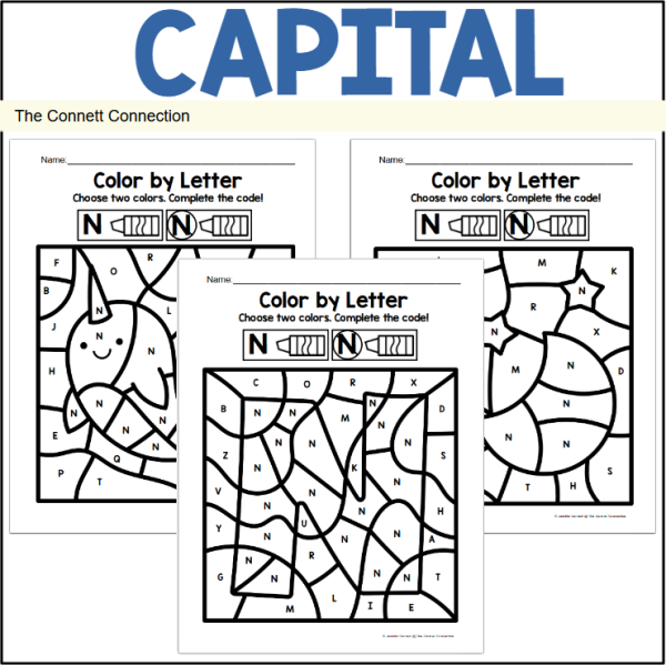 Letter N Alphabet Color by Code Worksheets - Made By Teachers