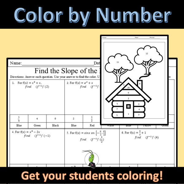 AP Calculus Inverse Differentiation Color by Number Activity 3.3 - Made ...