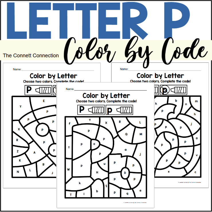 Letter P Alphabet Color by Code Worksheets