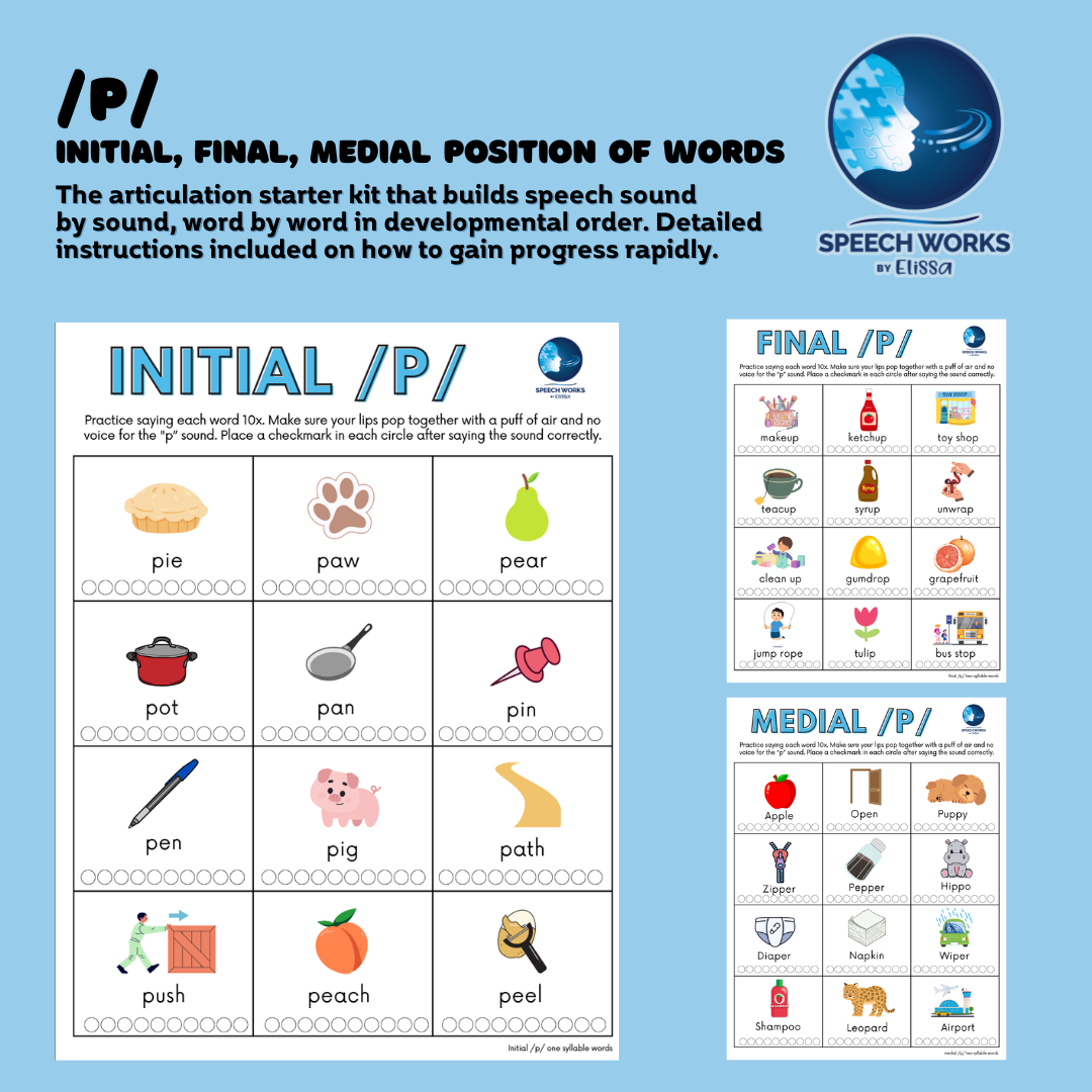 /K/ & /G/ Articulation Practice – Initial, Medial, Final Word Positions ...