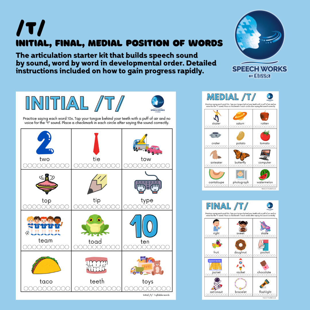 Articulation Practice for /T/ Sound – Initial, Medial, Final Word Positions | Speech Therapy