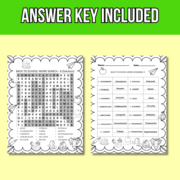 Spanish Back to School Word Search and Word Scramble Puzzles | Made By ...