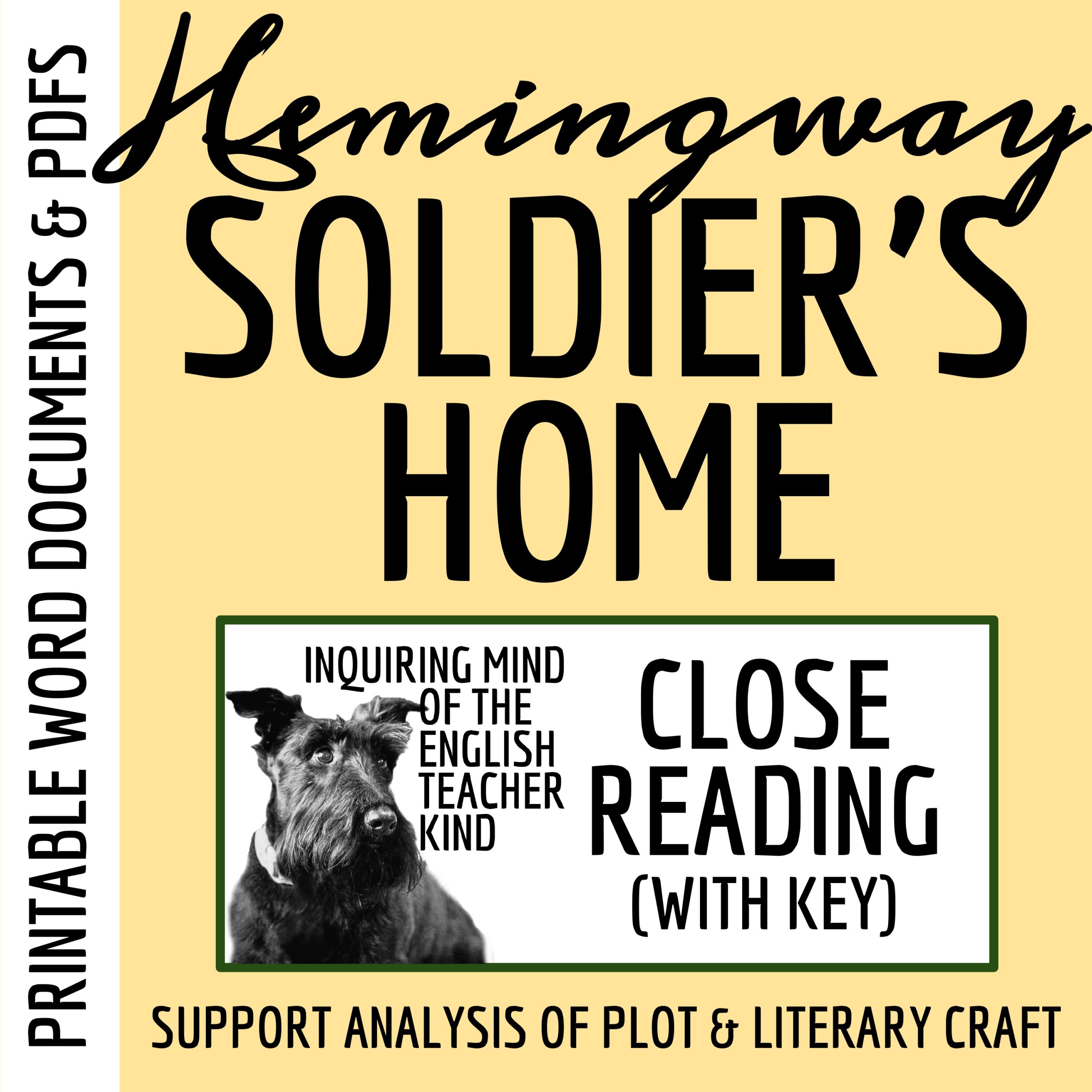 "Soldier's Home" by Ernest Hemingway Close Reading Analysis Worksheet and Answer Key