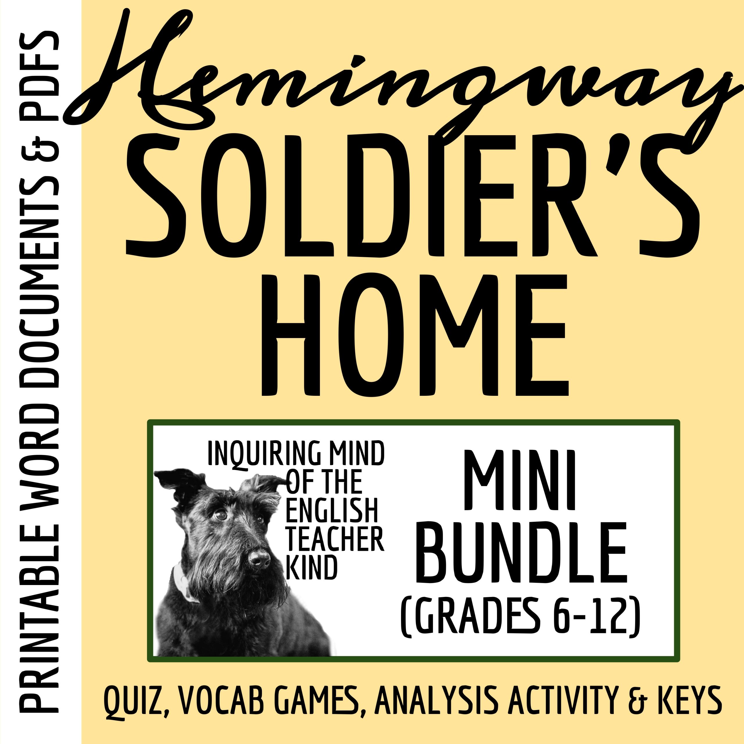 "Soldier's Home" by Ernest Hemingway Quiz, Worksheet, and Vocabulary Activities (Bundle)
