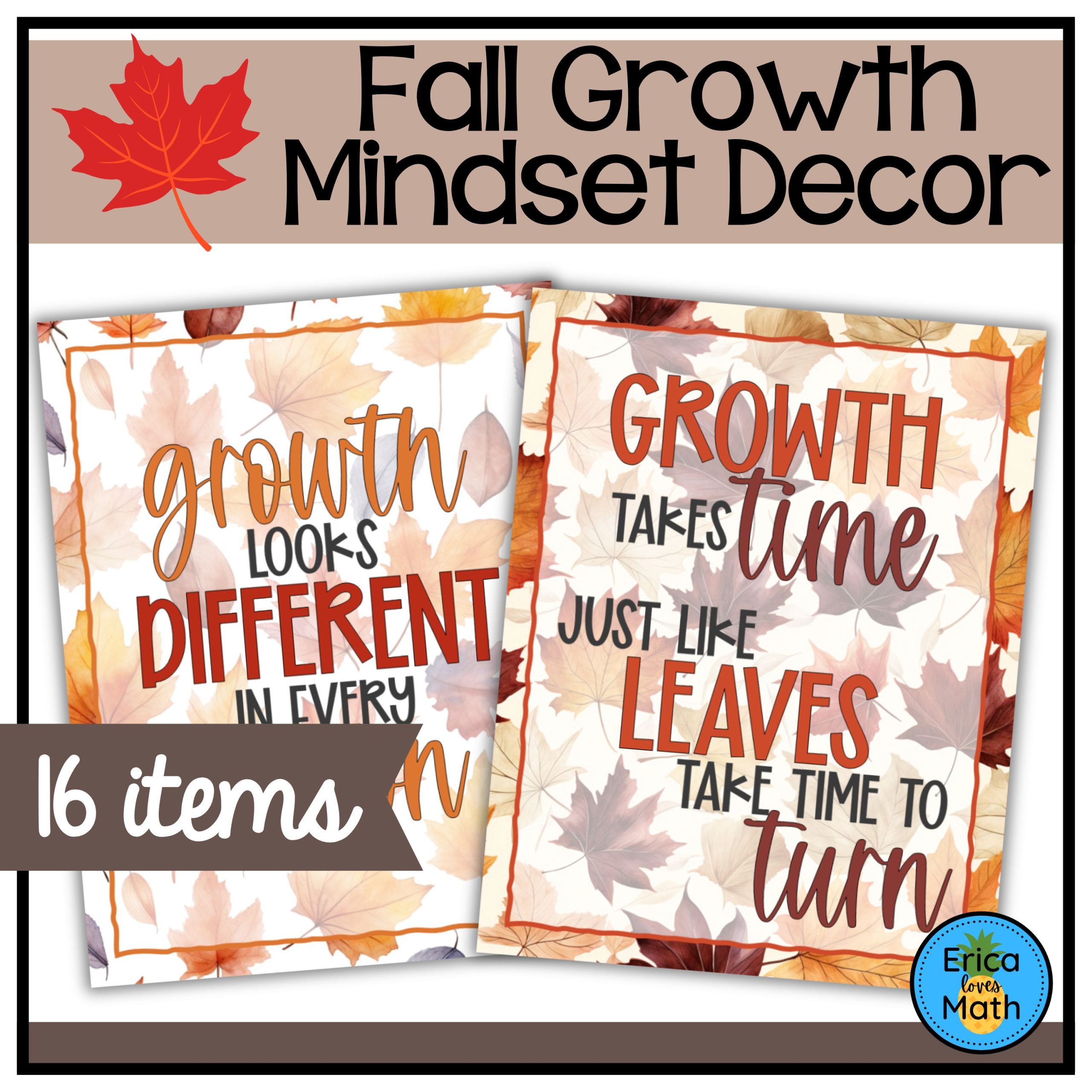 Fall-Themed Growth Mindset Posters & Decor for Bulletin Boards