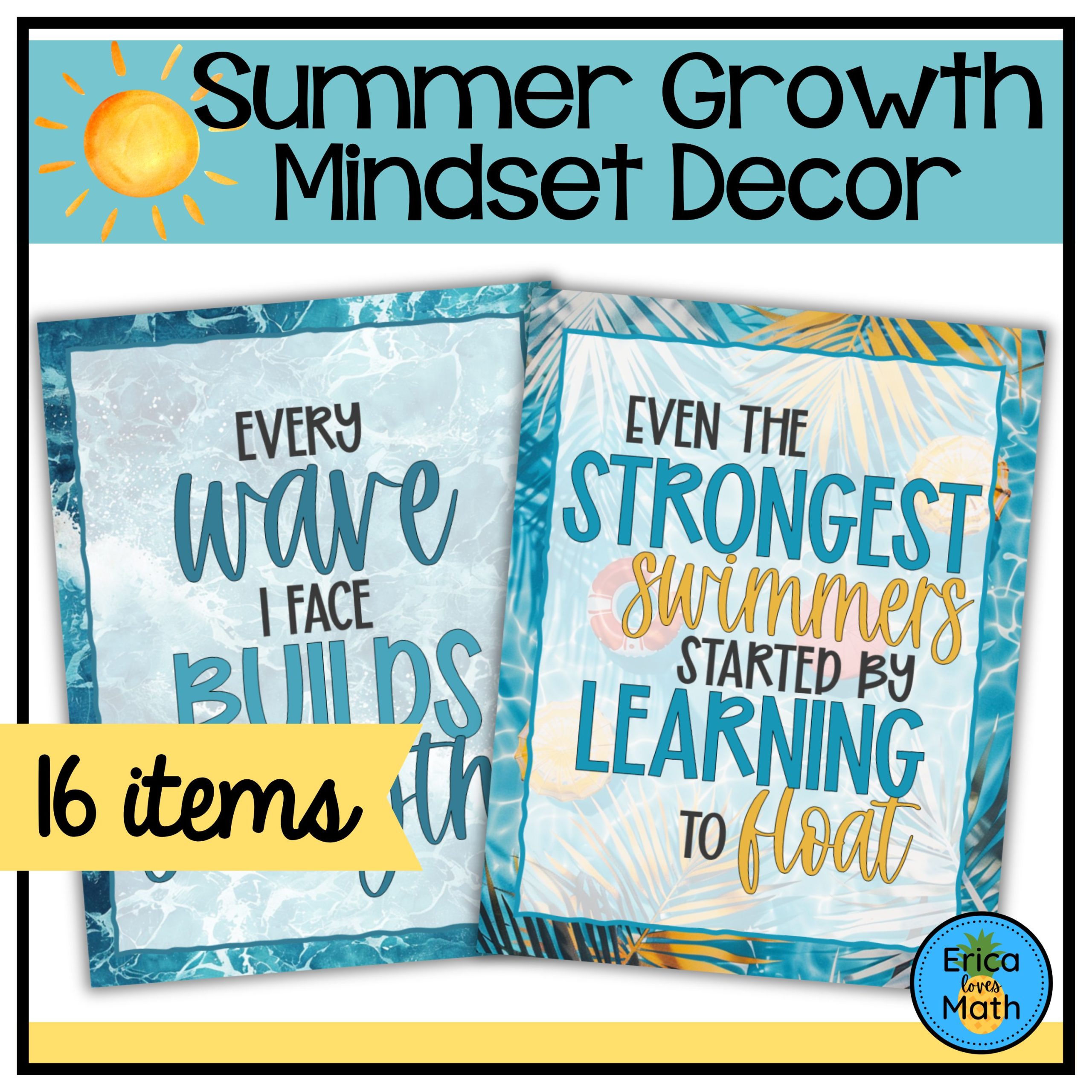 Summer-Themed Growth Mindset Posters & Decor for Bulletin Boards