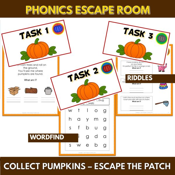 Pumpkin Patch Escape Room | Fall Phonics Game CVC Short Vowel Review ...