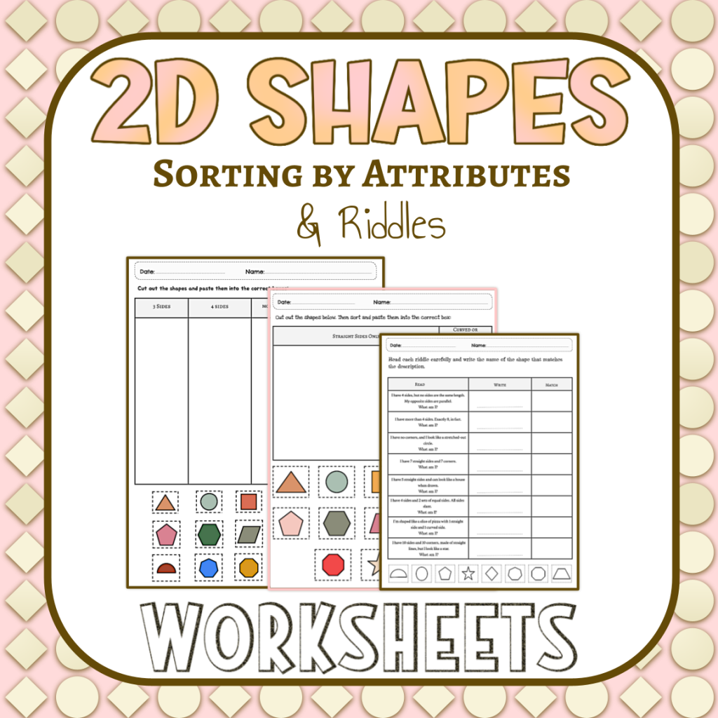 2D Shapes Sides & Vertices Worksheets | Sorting, Cut & Paste, Matching ...