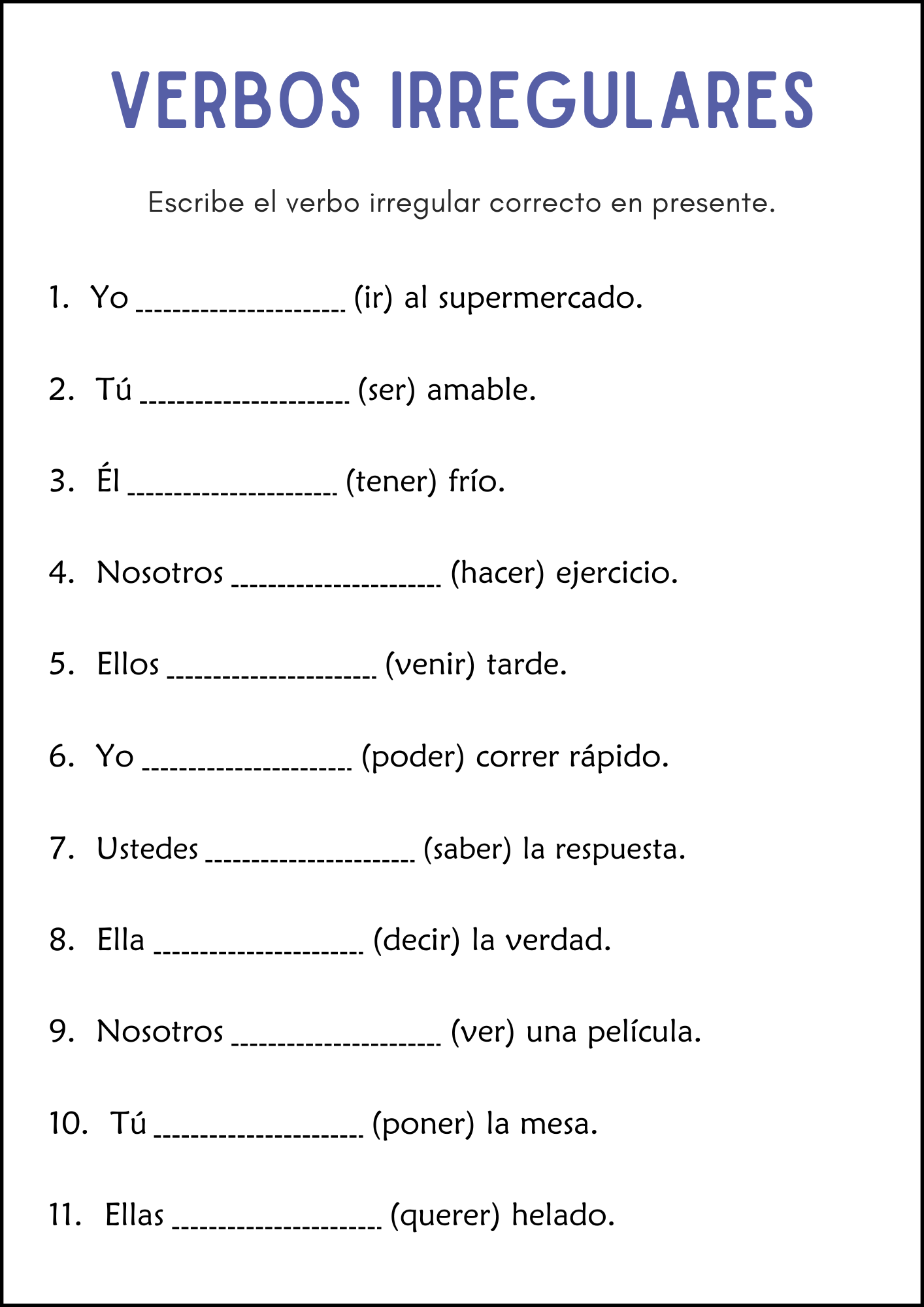 Regular and Irregular Verbs Grammar Worksheets in Spanish - Made By ...