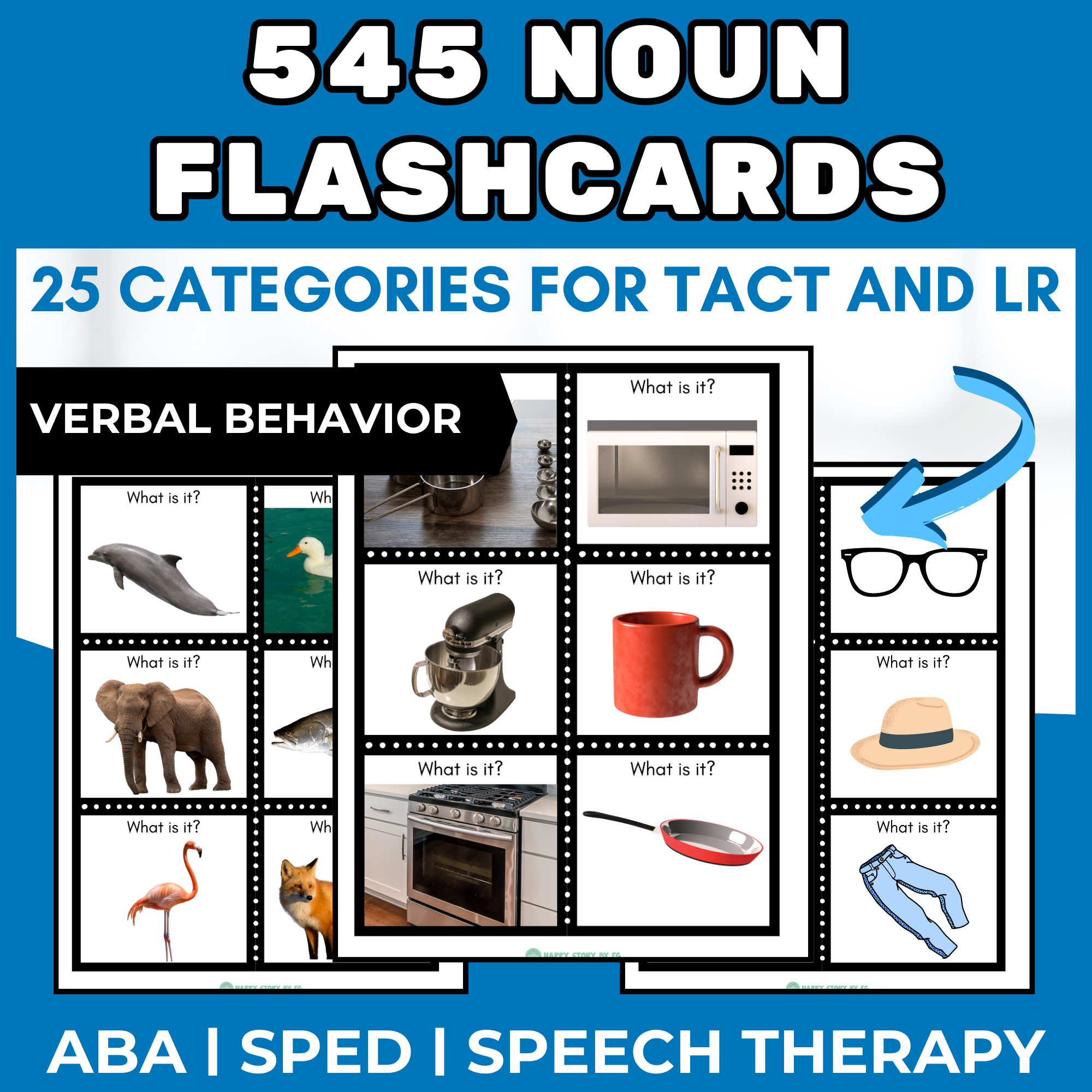 Verbal Behavior ABA Noun Flash Cards Tact and LR 545 25 Categories ...