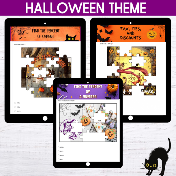 Halloween Percentages Jigsaw and Worksheets Activities Bundle | Made By ...