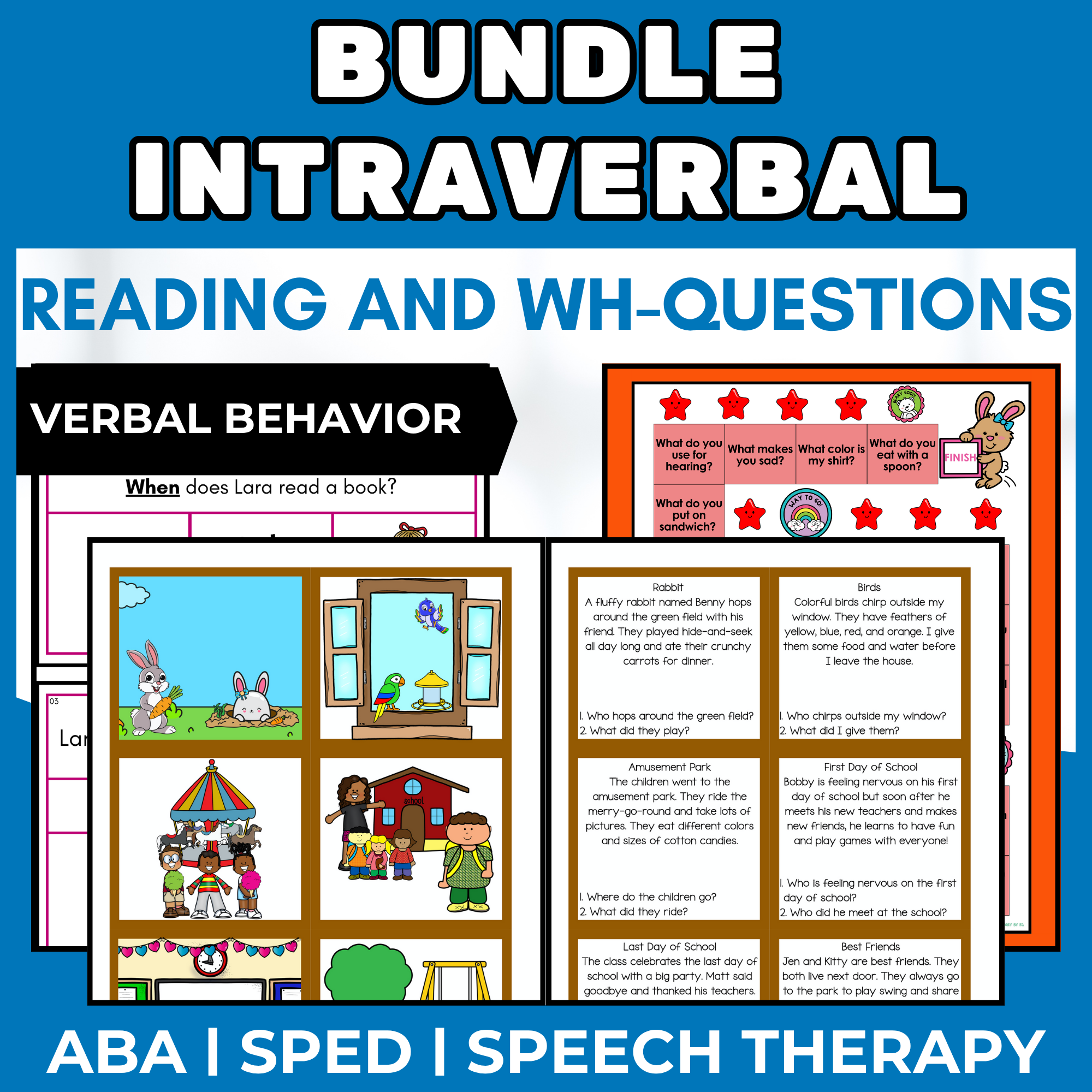 BUNDLE Intraverbal Skills Reading Comprehension WH Question ABA Verbal Behavior