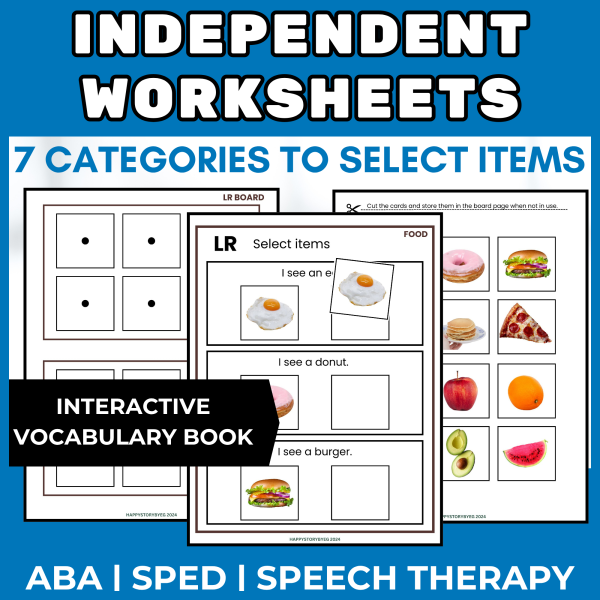 Vocabulary Worksheet Book for Autism Special Education, ABA, Verbal ...