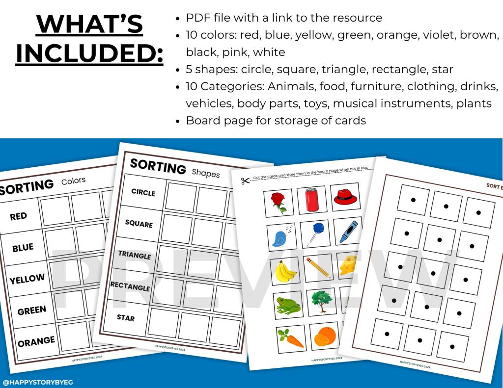 Sorting Objects Aba Sorting Colors, Shapes, Objects into Categories Worksheets Activities ...