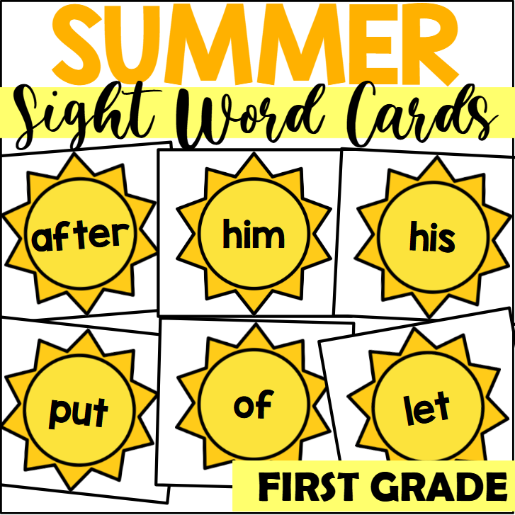Summer Sight Word Cards for First Grade