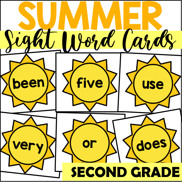 Summer Sight Word Cards for Second Grade