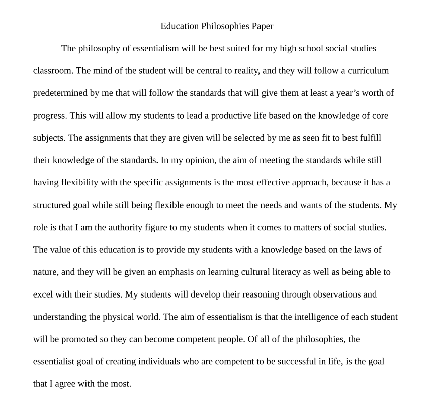 Education Philosophies Paper