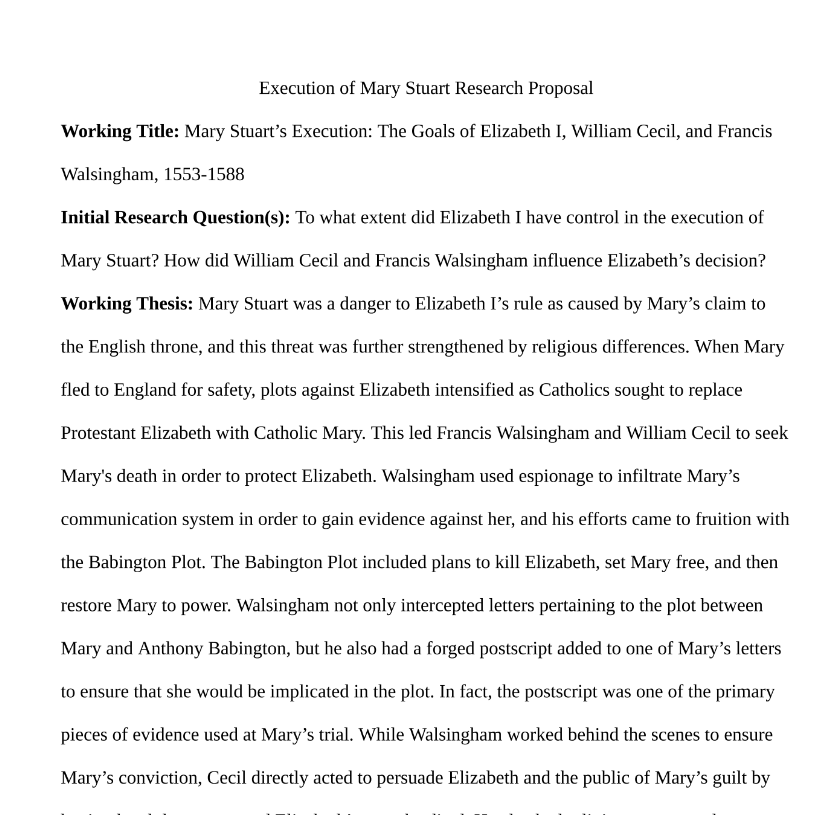 Execution of Mary Queen of Scots Research Proposal Paper