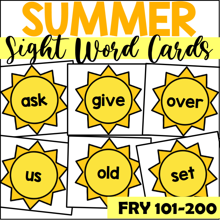 Summer Sight Word Cards for Fry 101-200