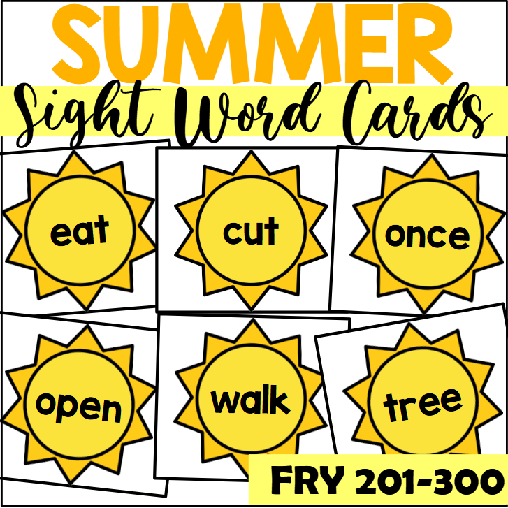 Summer Sight Word Cards for Fry 201-300