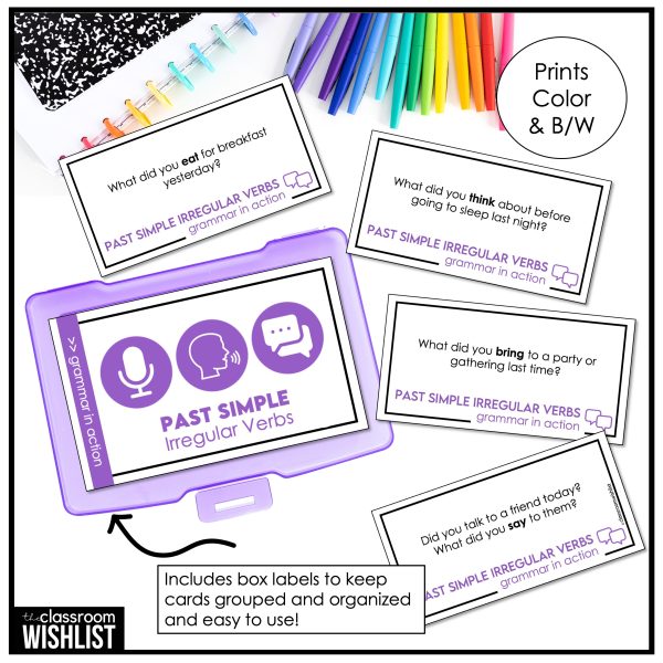 Past Simple Conversation Cards – Irregular Verbs | ESL Grammar ...