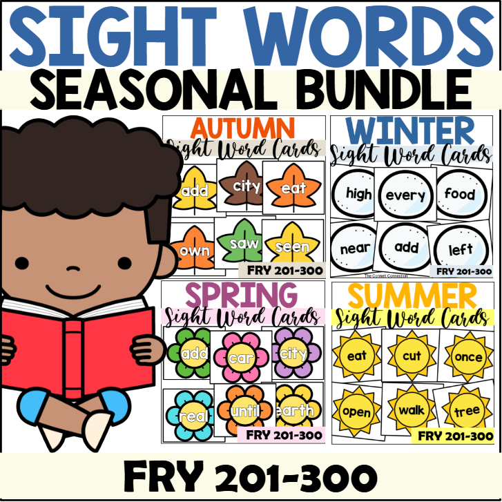 Fry 201-300 Sight Word Cards Seasonal Bundle