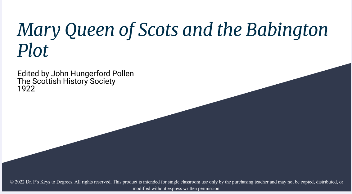 Mary Queen of Scots and the Babington Plot Presentation