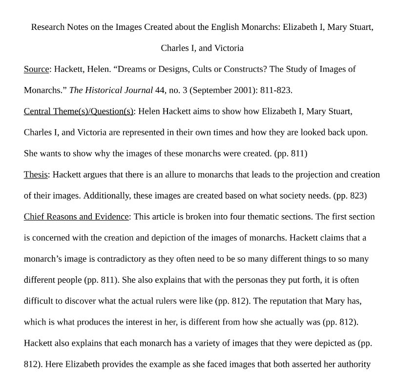 Research Notes on the Images Created about the English Monarchs