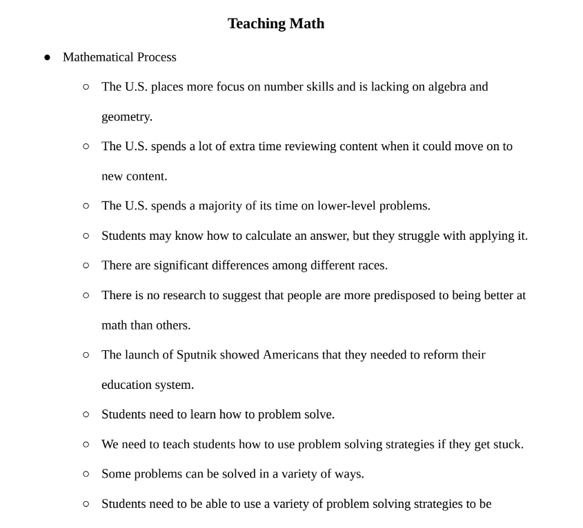 Teaching Math Notes