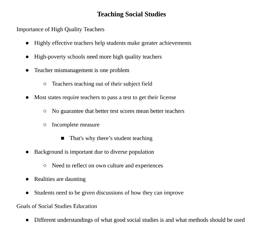 Teaching Social Studies Notes