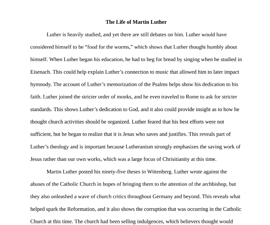 The Life of Martin Luther Notes