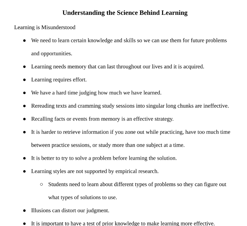 Understanding the Science Behind Learning Notes